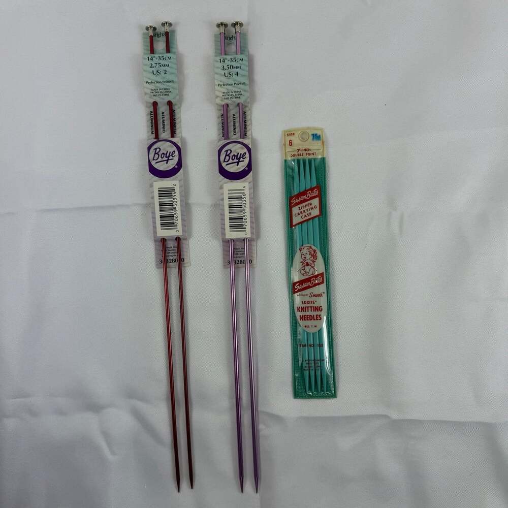 knitting needles lot 2 aluminum 14” US 2&4 2.75&3.5mm 1 pack Sz 6 dble point 7”